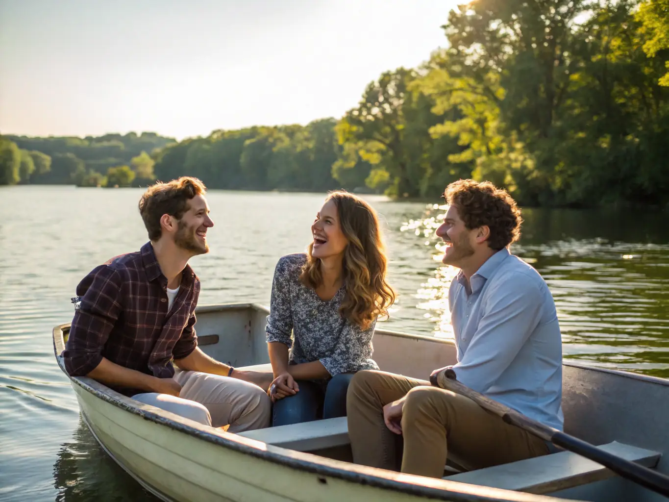 A serene image of individuals enjoying a leisurely sail on a larger sailboat, emphasizing the recreational sailing activities and group excursions offered by CLUB NAUTIQUE SAINT AMANDOIS - BASE DE VIRLAY.